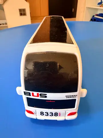 White Toy Bus Vehicle - Good Used Condition