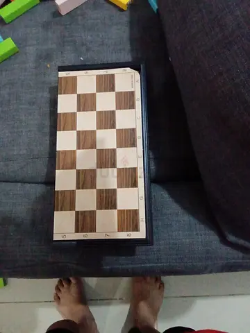Wooden Foldable Chess Board Set - Portable, used