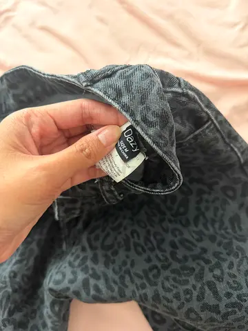 Grey leopard print denim jacket - size S/M