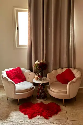 Pair of Cream Velvet Accent Chairs with Cushions