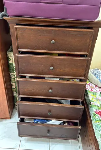 Solid Wood 6-Drawer Chest of Drawers - Dark Oak Finish