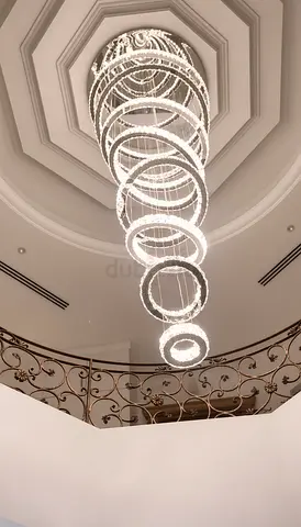 Modern Spiral Crystal Ring Chandelier 5 meter- Large LED Pendant Light