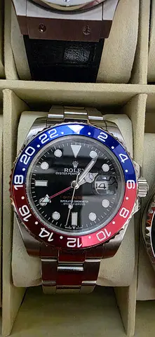 GMT-Master II style stainless steel watch with Pepsi bezel (used)