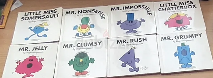 mr. Grumpy, imposible, nonsense, clumsy, jelly, rush and little miss somersault and chatterbox