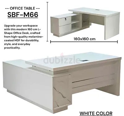Brand New White L-shaped Office Desk with Storage - 160x160 cm (Modern MDF)