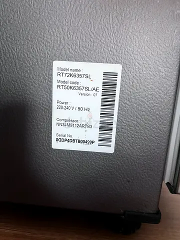 Used Samsung Refrigerator (model RY21KG35SL) - 220-240V, 50Hz