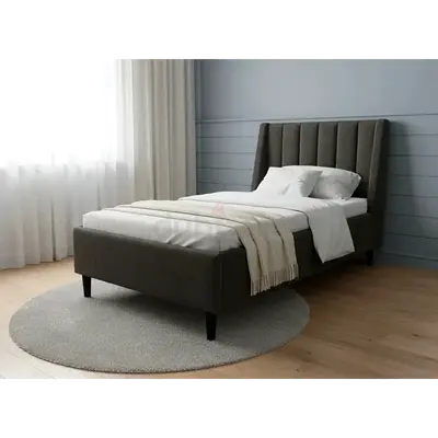 Dark brown velvet slide wings single bed