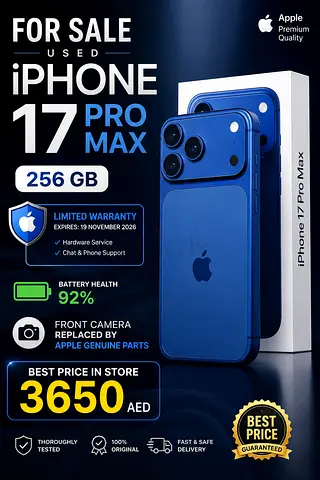 iPhone 17 Pro Max 256GB - Blue | Battery 92% | Limited Warranty