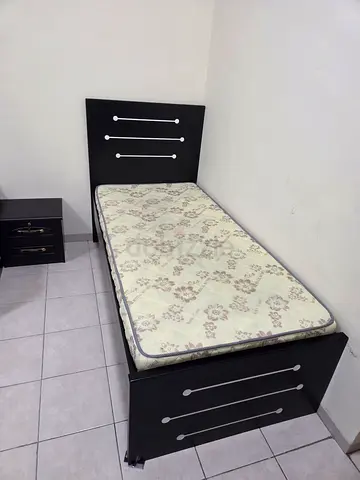 Single bed frame with mattress and bedside drawer - good condition