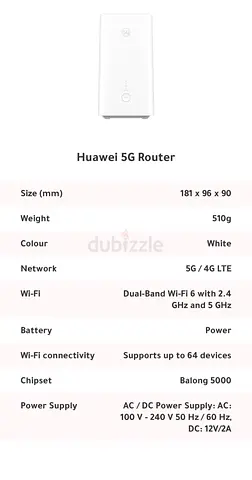 Huawei 5G Router with SIM - Dual Band Wi‑Fi 6, 5G/4G LTE - Sealed box