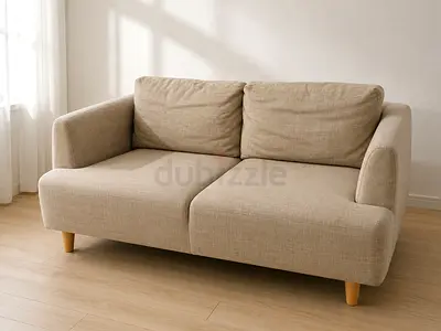 Beige 2-Seater Fabric Sofa in Good Condition