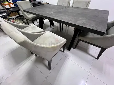 Modern Grey Concrete-Look Dining Table