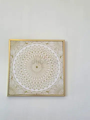 Framed Gold Mandala Wall Art - Minimal Square Decor/ Gold Frame