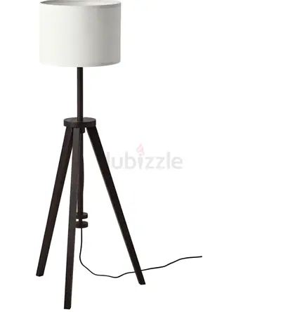 Wooden Tripod Floor Lamp with White Drum Shade