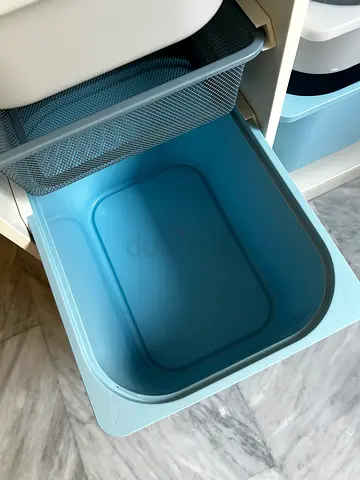 Set of Blue Plastic Storage Bins / Drawer Organizers
