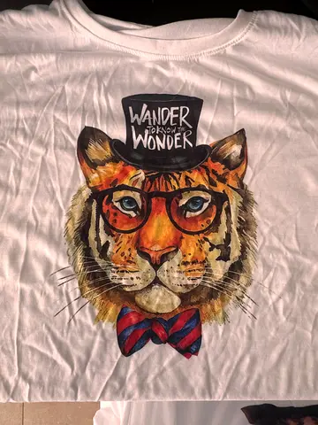 White Cotton T-shirt with colourful print
