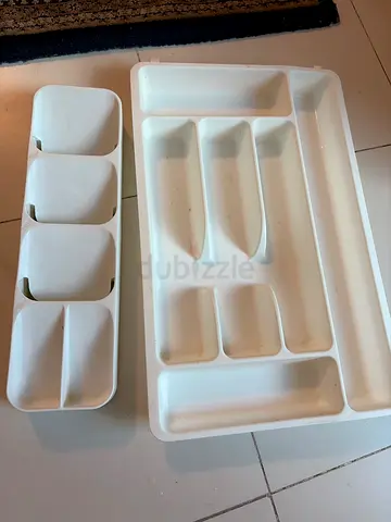 IKEA White Plastic Cutlery and Utensil Drawer Organizer Trays (Set of 2)
