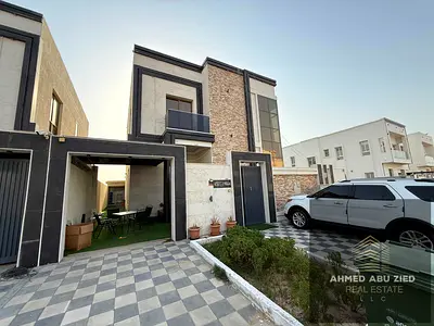 5BR villa for rent in Al Helio 2, Ajman; includes majlis, two halls and maid’s room; spacious layout in a prime location; yearly rent AED 115,000