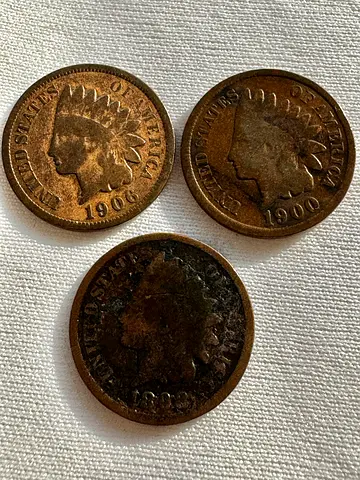 1898-1900-1906 USA Indian Head Cent (old antique coins)
