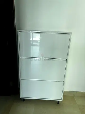 IKEA glossy white 3-tier shoe cabinet - compact storage - 2 are available
