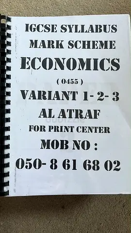 IGCSE Economics Mark Scheme (0455) Variant 1-2-3 - Printed Copy
