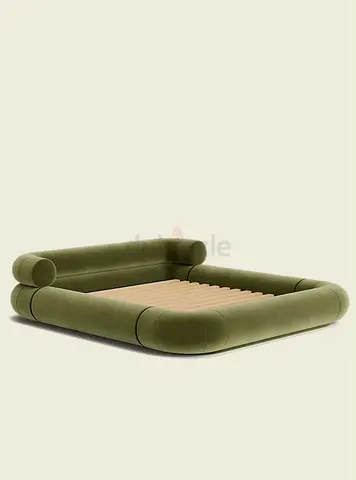 Brand new Green Upholstered Low Platform Bed Frame (Modern Design)