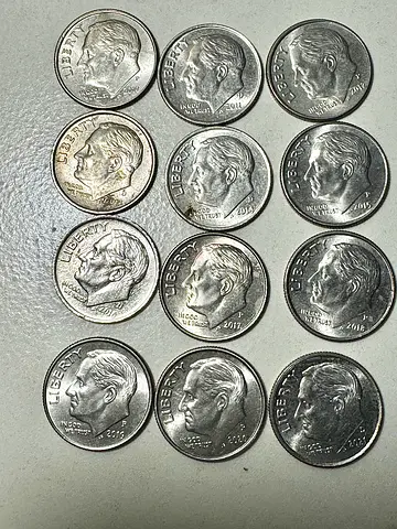 Date Set Collection 2010-2021 Roosevelt Dime USA (old antique coins)
