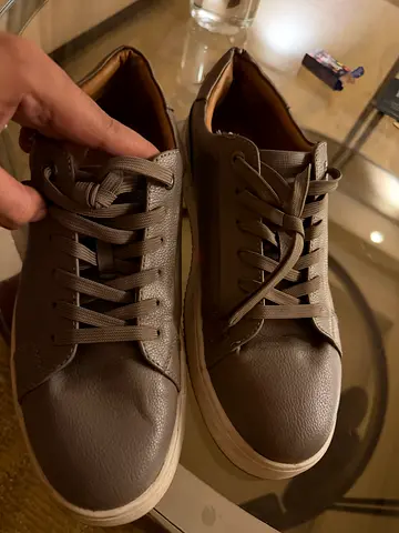 River island Casual grey leather-look sneakers, lightly used, worn not more than 3 times size 10 uk