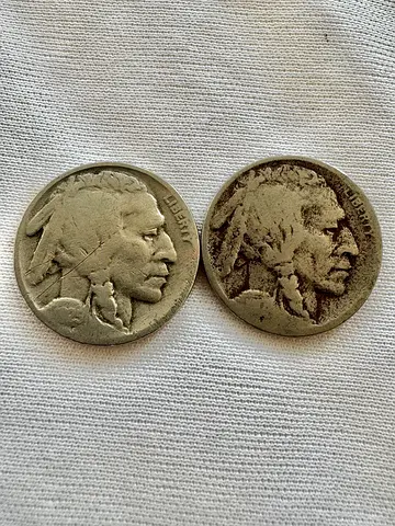 1917 and 1925 US Buffalo Nickels (old antique coins)