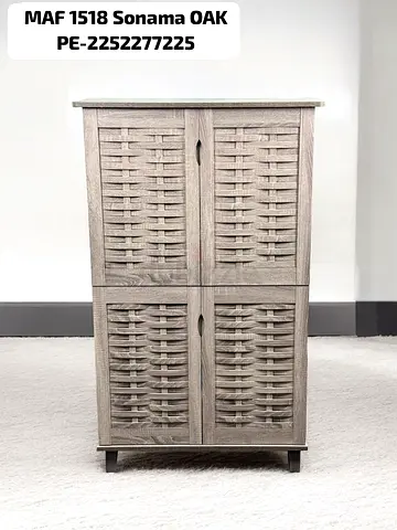 Sonoma Oak 4-Door Storage Cabinet - Compact Wardrobe/Organizer