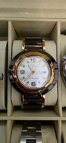 Men's Two-Tone Analog Wrist Watch with White Dial — Excellent Condition
