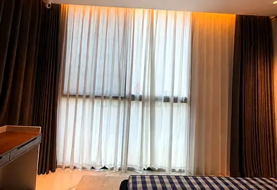 Long Layered Curtains, Black and Sheer