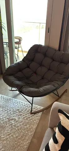 Comfortable Modern Rocking Chair with Gray Cushion
