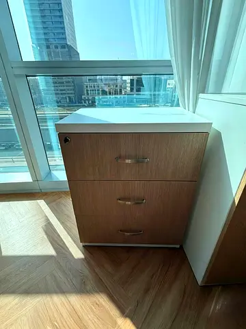 3 pcs Two-drawer Wooden Filing Cabinet with Lock — Good Condition