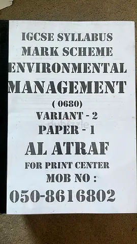 IGCSE Environmental Management (0680) Mark Scheme Variant 2 Paper 1 - Printed Notes
