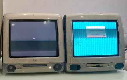 Pair of Vintage Apple iMac G3 CRTs (Bondi Blue & Snow) - For Parts/Restoration