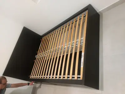 IKEA malam queen‑size bed (160 × 200 cm) with 2 storage drawers and an IKEA mattress ✨