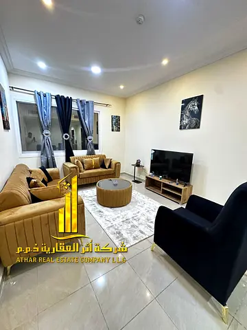 Luxury apartment, second occupancy, one bedroom and living room with a balcony and open view. Ajman
