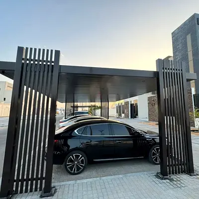 Modern metal car parking canopy / carport - sturdy pergola-style shade