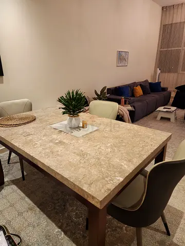 Marble-top Dining Table with Wooden Frame - Good Condition