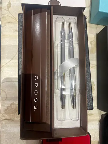 Cross branded pen and pencil set - silver finish (boxed)