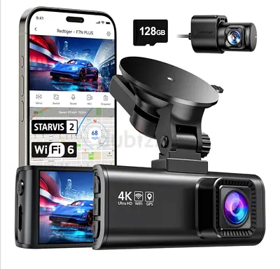 REDTIGER 4K Dash Cam Front Rear, STARVIS 2 Sensor, 128GB Card Included, 5.8GHz WiFi-20MB/s Fast Down