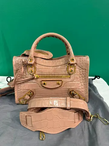 Balenciaga Mini City Shiny Embo Croc Supple Calf
