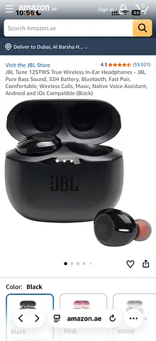 JBL Tune 125TWS True Wireless In-Ear Headphones - Black