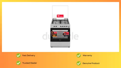 Veneto Cooking Range 60x60cm 4-Burner Gas Cooker  Sliver