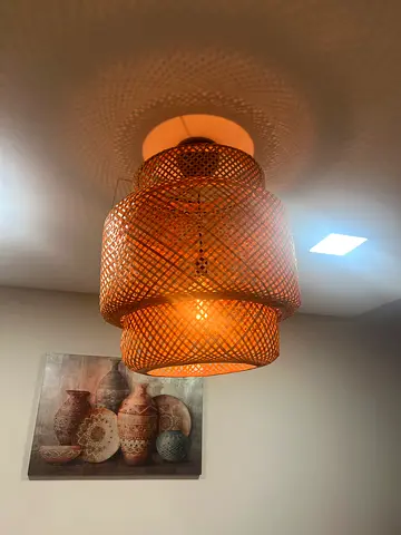 Woven Rattan Pendant Lamp - Warm Ambient Lighting