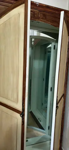 Vintage wooden cabient inside mirrored - two doors, distressed finish