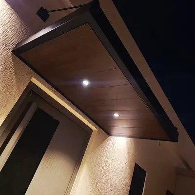 Wooden outdoor canopy/awning with built-in downlights - good condition
