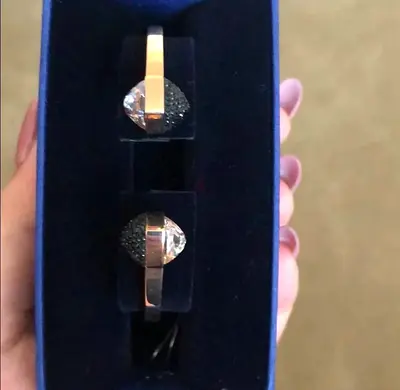 Swarovski cuff bracelet with black crystal stones still in original packaging