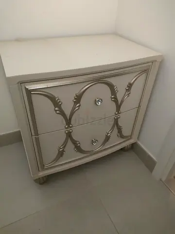 Cupboard and decorative bedside table with two drawers
